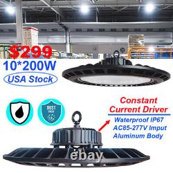 10 Pack 200W UFO High Bay LED Lights for Industrial Commercial Factory Warehouse