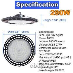 10 Pack 200W UFO High Bay LED Lights for Industrial Commercial Factory Warehouse