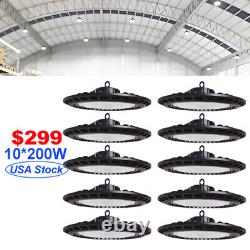 10 Pack 200W UFO LED High Bay Light Workshop Lighting Fixture Factory Warehouse