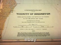 1887 Linen-Backed Original Antique Map of the Bridgeton Area, New Jersey