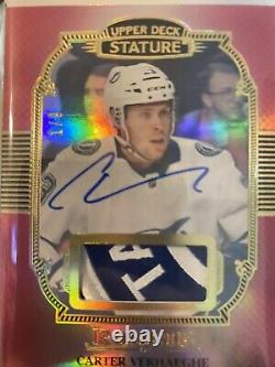 19-20 Stature Tampa Bay RC Carter Verhaeghe Red /9 Auto Jersey Patch 1/1