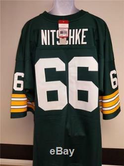 1966 Green Bay Packers #66 Ray Nitchke Size 4XL-5XL Mitchell Ness Jersey $150