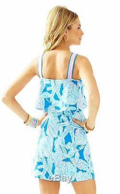 $198 Lilly Pulitzer Shay Bay Blue Into The Deep Popover Bodice Jersey Dress XL