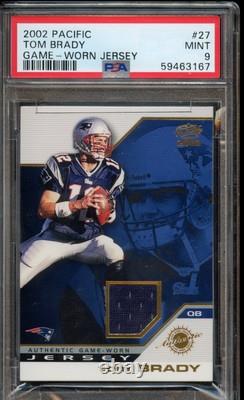2002 Pacific #27 Tom Brady Game Jersey (Worn Rookie Season) PSA 9