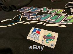 3 Russell Athletics Tampa Bay Devil Rays Authentic Diamond Series Jerseys