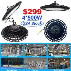 4 Pack 500W High Bay Warehouse Led Lights Industrial Factory Garage Gym Lamp