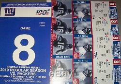 4 Tickets On Aisle-new York Giants/green Bay Packers- Row 18 Sec 342 + Park Pass