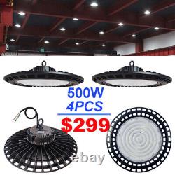 4Pack 500W UFO LED High Bay Light Garage Warehouse Industrial Commercial Fixture