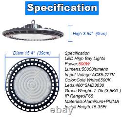 500W UFO LED High Bay Light Factory Warehouse Industrial Commercial Lighting 4PC