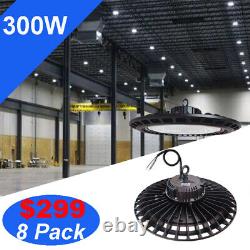 8 Pack 300W UFO LED High Bay Lights Shop Commercial Factory Warehouse Lighting