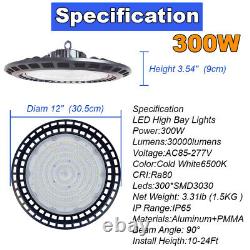 8 Pack 300W UFO LED High Bay Lights Shop Commercial Factory Warehouse Lighting