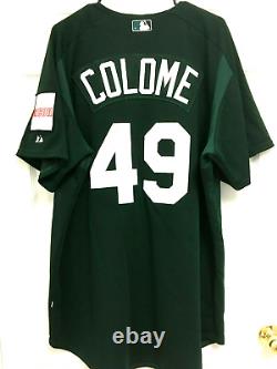 ALEX COLOME 49 Tampa Bay Devil Rays Green Game Issue Baseball Jersey 48 Majestic