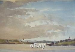 ARNOLD NELSON ANDERSONListed NJ/Casco Bay Maine Watercolor Harbor Scene 1933