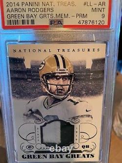 Aaron Rodgers 2014 National Treasures Green Bay Greats Game Used Jersey1/5 PSA 9