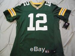 Aaron Rodgers Green Bay Packers Authentic Home Green Nike ELite Jersey Sz 44, 48
