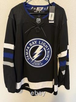 Adidas Authentic PrimeGreen Tampa Bay Lightning Third Black Jersey Size 54 NWT