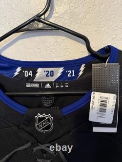 Adidas Authentic PrimeGreen Tampa Bay Lightning Third Black Jersey Size 54 NWT