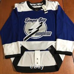 Adidas Authentic Tampa Bay Lightning Reverse Retro NHL Hockey Jersey Blue 50