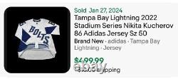 Adidas Tampa Bay Lightning 2022 Stadium Series Kucherov Jersey Size 46