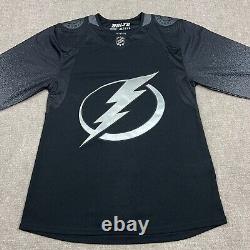 Adidas Tampa Bay Lightning Alternate Black NHL Hockey Jersey Size 46 Fight Strap