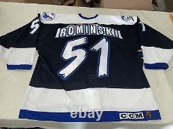 Authentic Dale Rominski Tampa Bay Lightning Jersey Mic Clean Nwot 1999 Black Pro