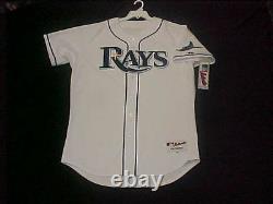 Authentic Majestic SIZE 44 LARGE TAMPA BAY RAYS HOME WHITE, ON FIELD, Jersey