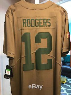 Authentic Nike Aaron Rodgers Mens Green Bay Packers Salute to Service Jersey