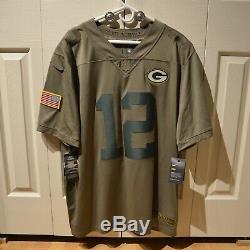Authentic Nike Aaron Rodgers Mens Green Bay Packers Salute to Service Jersey 2XL