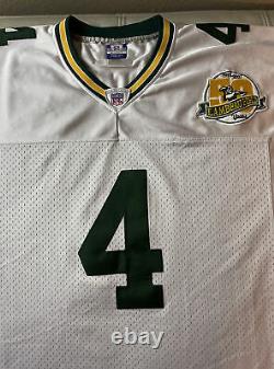 Authentic Sewn Reebok Brett Favre Green Bay Packers 50 Year Patch Jersey Sz 54