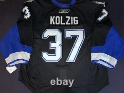 Authentic Tampa Bay Lightning Kolzig goalie jersey 58G Prague patch Capitals blk