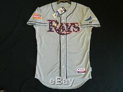 Authentic Tampa Bay Rays July 4th Stars & Stripes Cool Base Gray Jersey 40