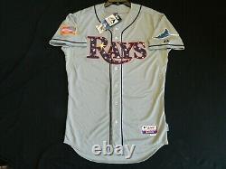 Authentic Tampa Bay Rays July 4th Stars & Stripes Cool Base Gray Jersey 44