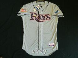 Authentic Tampa Bay Rays July 4th Stars & Stripes Cool Base Gray Jersey 52