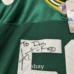 Autographed Green Bay Packers #50 AJ Hawk Reebok Jersey Men 52 Green NFL