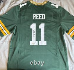 Autographed Green Bay Packers Jayden Reed #11 Nike Green Official NFL Jersey