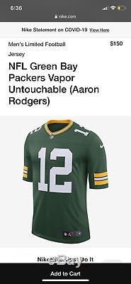 Brand New Green Bay Packers Aaron Rodgers Vapor Untouchable NFL Jersey On Field