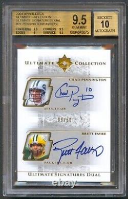 Brett Favre + Pennington 2004 Upper Deck Ultimate Dual Auto /50 Bgs 9.5/10 Rare