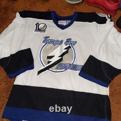 CCM Authentic Tampa Bay Lightning 10th Anniversary NHL Hockey Jersey White48 NWT