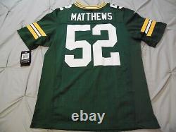 Clay Matthews Green Bay Packers Authentic Home Green Nike ELite Jersey Sz 44