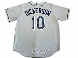 Corey Dickerson Signed Tampa Bay Rays Mlb Size Large Gray Blue Nwt