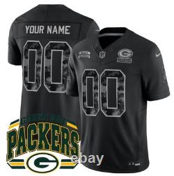 Custom Nike NFL 2026 Green Bay Packers Salute to Service Stitched Black Jersey