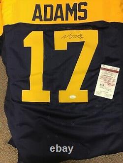 Davante Adams Green Bay Packers Blue/Yellow Throwback #17 Autographed Jersey JSA