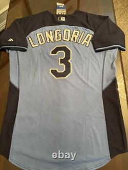 Evan Longoria #3 Tampa Bay Rays Authentic Majestic On-Field BP/ST Jersey 48/XL