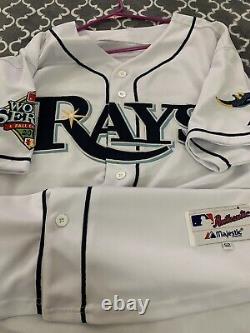 Evan Longoria Tampa Bay Rays Majestic Jersey Mens Sz 52 White