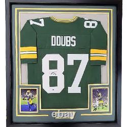 Framed Autographed/Signed Romeo Doubs 33x42 Green Bay Green Jersey JSA COA