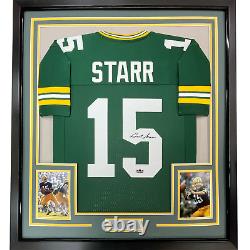 Framed Facsimile Autographed Bart Starr 33x42 Green Reprint Laser Auto Jersey