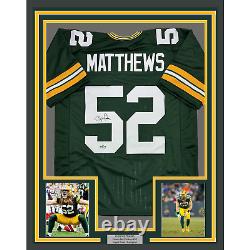 Framed Facsimile Autographed Clay Matthews III 35x39 Green Bay Reprint Jersey