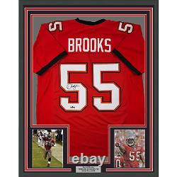 Framed Facsimile Autographed Derrick Brooks 35x39 Tampa Bay Red Reprint Jersey