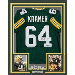 Framed Facsimile Autographed Jerry Kramer 35x39 Green Bay Green Reprint Jersey