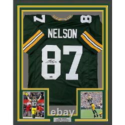 Framed Facsimile Autographed Jordy Nelson 35x39 Green Bay Green Reprint Jersey